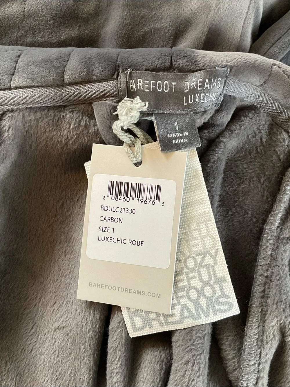 Barefoot Dreams LuxeChic Robe Bathrobe Carbon Gray Unisex Sz 1 Women’s XS/S NWT
